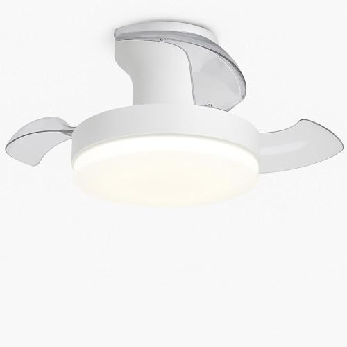 azorex Ventilador de Techo con Luz LED Plegable, Silencioso y Regulable, 3 Aspas Retráctiles, Mando a Distancia, 3 Colores, Temporizador, Ideal Dormitorio/Cocina, 30W 30cm (Compacto Mini)