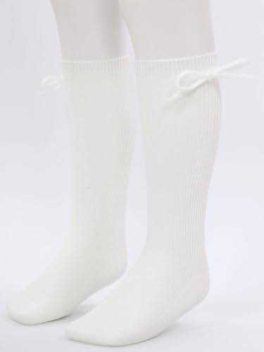 Jelory Baby Girls Knee High Socks with Bowknot Long Stockings Infants Toddlers Cotton Cable Knit Tube Socks3