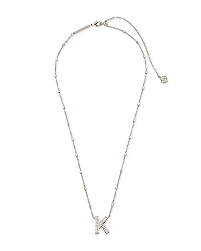 Kendra Scott Letter K Pendant Necklace For Women, Fashion Jewelry, Rhodium-Plated Brass, Rhodium Metal, Letter K #TOP8