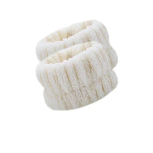 Bracelets de lavage du visage en polaire corail beige, poignets absorbants pour soins et fête