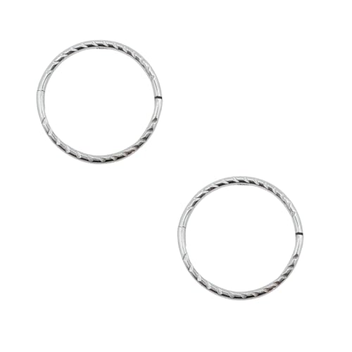 925 Sterling Silver Seamless Diamond Cut Twist Sleeper Hoop Earrings - Hypoallergenic 18G Hinged Hoops for Continuous Wear (8mm to 14mm) - Unisex Women Men Body Jewelry for Ears2