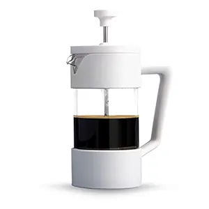 Sleepy Owl French Press Coffee Maker 350ml | Heat Resistant Borosilicate Glass and Double Filtered Perfection for the Perfect Brew | Stainless Steel | Portable | Office & Home | Makes 2 cups