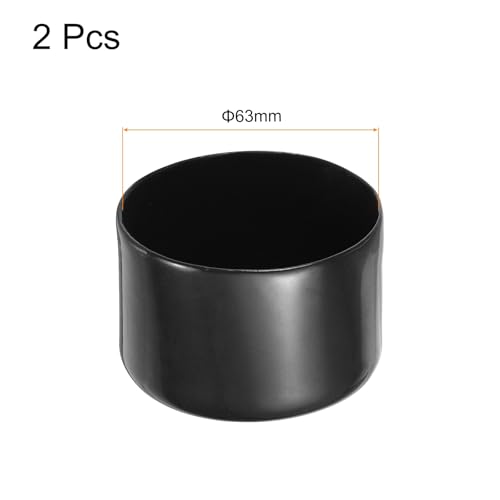 Image of uxcell 2pcs Rubber End Caps 63mm(2 1 /2 Inch) ID x 40mm(1 9 /16 Inch) H Vinyl Round Tube Bolt Cap Cover Screw Thread Protectors Black, 40mm Height