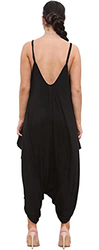 H&F Women Ladies Plain Sleeveless Cami Baggy Strapy Romper Harem Lagenlook Playsuit Jumpsuit Top Dress Plus Size XL XXL XXXL 8 10 12 14 16 18 20 22 24 26 Black