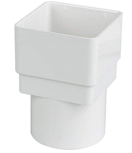 FLOPLAST 65mm Square to 68mm Round Downpipe Adapters - White - Pack of 2, Pipe Size - 68mm