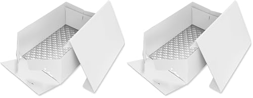 PME BCO894 Fond et Boîte à Gâteau Rectangulaires, Plastique, Blanc, 35 x 25 x 15.2 cm (Lot de 2)