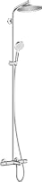 hansgrohe Crometta S - Duschsystem mit Wannenthermostat, Regendusche (240 mm) mit Wannenarmatur, Handbrause (2 Strahlarten), Schlauch, Brausestange und runder Kopfbrause (1 Strahlart), Chrom, 27320000 – Ansicht 1