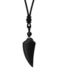 MINACHI Black Obsidian Arrowhead Pendant Necklace with Braided Cord, Tribal Jewelry Gift for Men and Women