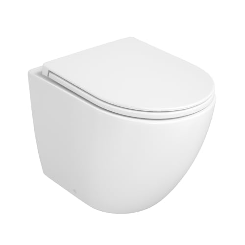 Vaso WC Filo Muro Rimless Infinity Bianco Lucido, Made in Italy – Sanitari Bagno Filomuro a Terra Moderni, Senza Brida, Design Contemporaneo, Facile Installazione e Pulizia (Vaso, Bianco Lucido)