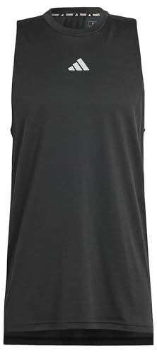 adidas Hombre HIIT Workout 3-Stripes Tank, Black, M