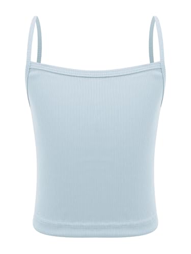 TTAO Kids Girls Sports Cami Crop Tops Spaghetti Straps Ribbed Knit Workout Undershirts Athletic Tank Top Vest Shirts