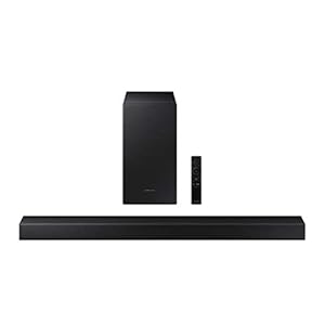Samsung HW-T420 Soundbar, 150 W, 2,1 Ch, kabelgebundener Subwoofer, Dolby Digital 2.1, Bluetooth 4.2 Power On, Game Mode und One Remote Control, Schwarz