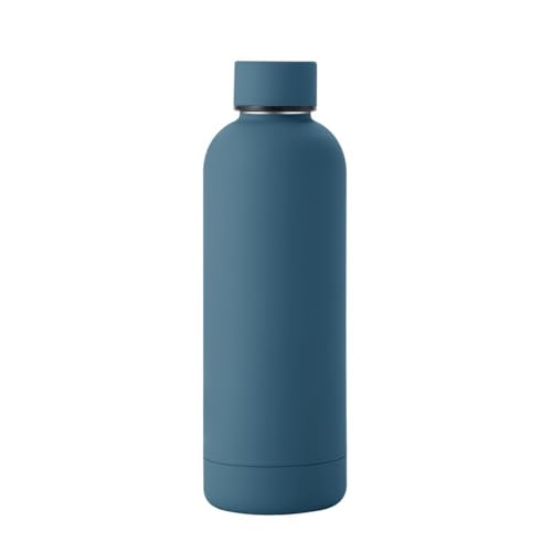 FAMKX 17oz Stainless Steel Insulated Narrow Mouth Sports Water Bottle, Double wall Cola Shape Vacuum flask (500ml, Navy)