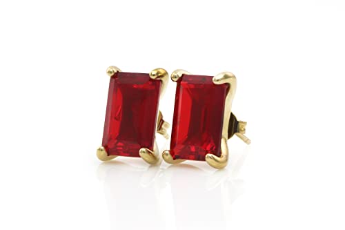 Boucles d'oreilles pierre naissance or rubis cadeau idéal