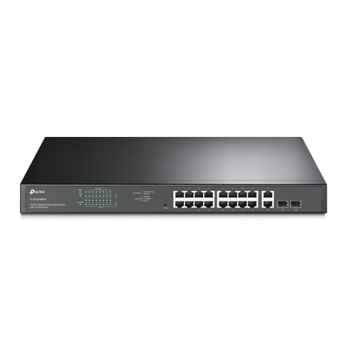TP-Link TL-SG1218MPE 18 Port Gigabit Easy Smart PoE+ Switch, 16× PoE+ Ports (Up to 250W), 2× SFP Combo Slots, VLAN, QoS, Plug & Play