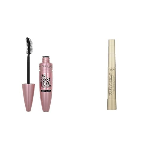 Maybelline New York Lash Sensational Yelpaze Etkili Siyah Maskara 1 Paket (1 x 9.5 ml) + L'Oréal Paris Telescopic Maskara - Siyah
