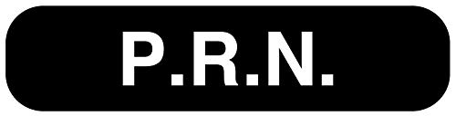 United Ad Label Medication Instruction Labels P.R.N., 1-5/8" x 3/8", Permanent Paper Label, Black, One Roll of 1000 Labels