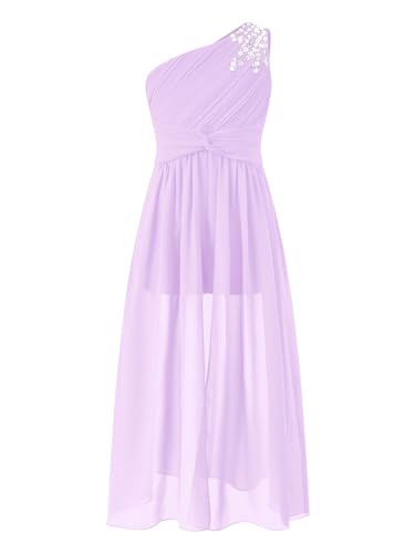 JEYPINMI Girls One Shoulder Jumpsuit with Chiffon Maxi Skirt Overlay Beaded Ruched Romper Gown Party Dress