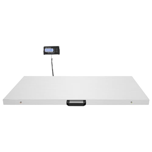 Bilancia digitale a piattaforma, in acciaio inox, elettronica veterinaria, 300 kg, con 4 batterie AA e adattatore di alimentazione, display LCD, grande bilancia per animali domestici, 103 x 53 x 4 cm