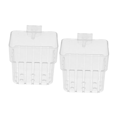 EXAOMBLE 2個 水族館植物スタンド 水族館用品 水族館用ハンギングプランター アクアリウム用植木鉢 水草用プラントホルダー 水族館ぶら下げプランター Abs Transparent