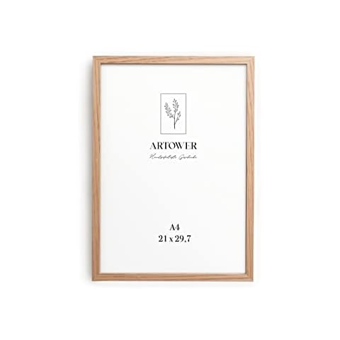 Artower® Bilderrahmen DIN A4 21 x 30 cm Natur Holz Eiche Dünner Rahmen | Posterrahmen Groß Vintage Collage | Picture Frame 21 x 29,7cm | Holzrahmen Holz-Bilderrahmen | Holzbilderrahmen Poster Echtholz Cover