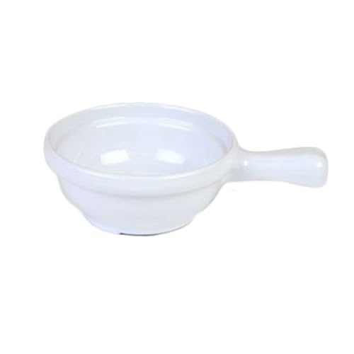 FSE CR305W Soup Bowl, 10 oz., 6-3/4" x 4-1/4" x 2" deep, with Handle, Break-Resistant, Dishwasher Safe, Melamine, White, BPA Free, NSF, Pack of 12