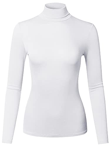 Image of STARJJ Womens Basic Stretch Slim Fitted Underscrubs Layer Long Sleeves Pullover Turtleneck Top