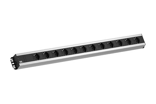 BACHMANN Steckdosenleiste HANDWERKERLEISTE 12-Fach 2m Kabel Mehrfachsteckdose f&uuml;r Handwerk Grau 300.002 (extra Robustes Design)