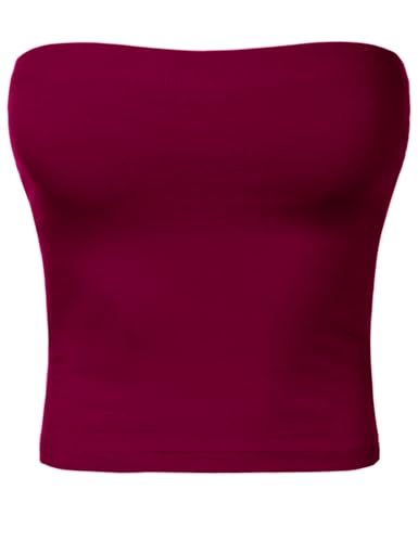 Image of Women's Shapewear Tube Tops Strapless Ruched Built-in Shelf Bra Casual