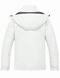 Wantdo Damska ciepła kurtka zimowa, odpinany but wewnętrzny 3 w 1, wodoodporna kurtka snowboardowa z kapturem, wiatrówka, biały, M