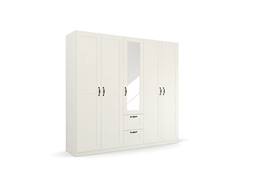 Rauch Möbel Cottage by Quadra Spin Schrank Drehtürenschrank, Landhausstil, Weiß, 5-TRG. mit Spiegel, inkl. 3 Kleiderstangen, 5 Einlegeböden, 2 Schubladen, BxHxT 226x210x54 cm Rauch Möbel Cottage by Quadra Spin Schrank Drehtürenschrank, Landhausstil, Weiß, 5-TRG. mit Spiegel, inkl. 3 Kleiderstangen, 5 Einlegeböden, 2 Schubladen, BxHxT 226x210x54 cm