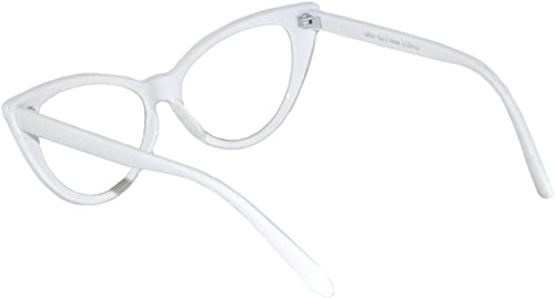 Owl Cat Eye Glasses For Women Retro Vintage 1950 Inspired White Frame Clear Lens #TOP2