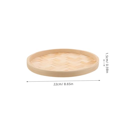 TOYANDONA Round Bamboo Tray Multipurpose Woven Basket Decorative Hanging Wall Art for Living Bedroom Kitchen Unpainted Artistic Sieve Ornament for Serving and Home Display - Image 3
