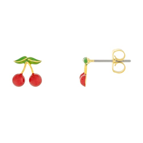 18K Gold Dipped Fruit Stud Earrings - Cute Everyday Post Studs for Women - for Her