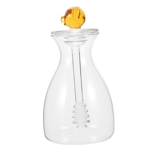 Garneck Honey Pot Glass Jar Large Honey Storage Container Lids Dipper for Breakfast Occasions