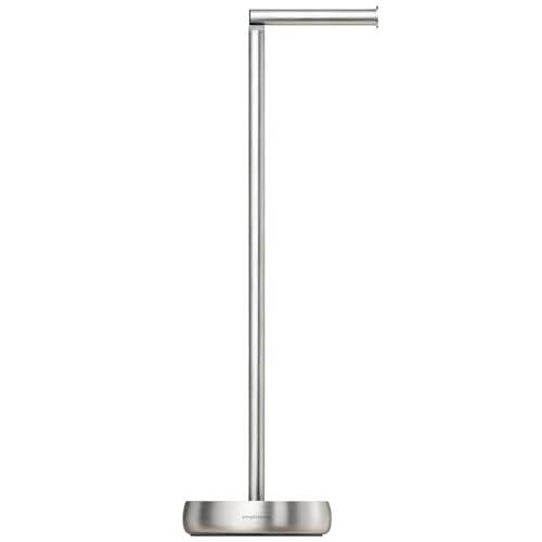 simpletome トイレットペーパーホルダー 自立式 収納付き 安定感のある 重り付きベース バスルーム 自立型 ロールホルダー (304 ステンレス ブラッシュ仕上げ 銀色)
