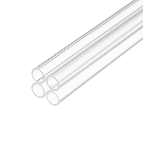 Rebower 4 Stück Transparent Rohr, ID 6mm OD 8mm LÄNGE 350mm Acryl Kunststoffrohr für Lampenbau, Stehlampen, Möbel