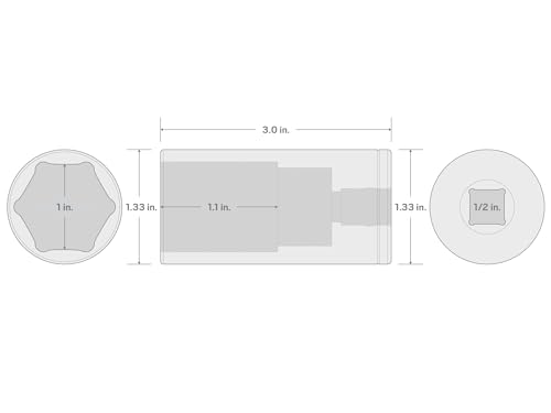Image of TEKTON 1 /2 Inch Drive x 1 Inch Deep 6-Point Socket | SHD23025