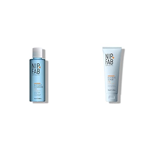 Nip+Fab Glycolic Acid Fix Foaming Cleanser for Face with Olive Oil | Exfoliating Resurfacing AHA Facial Cleansing Foam Wash & Glycolic Acid Fix Face Scrub with Salicylic Acid | 75 ml