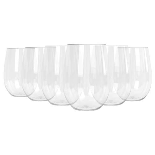 Argon Tableware Reusable Plastic Glasses - 480ml - Pack of 6 - Stemless Wine Glasses - Clear Cocktail Champagne Tumbler Drinking Cups for Garden, Parties, Weddings, BBQ and Picnic Argon Tableware Reusable Plastic Glasses - 480ml - Pack of 6 - Stemless Wine Glasses - Clear Cocktail Champagne Tumbler Drinking Cups for Garden, Parties, Weddings, BBQ and Picnic