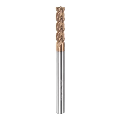 Image of HARFINGTON Micro Grain Carbide Square End Mill 1 /4 inch x 15 /16 inch (6mm x 24mm) Cut 1 /4 inch (6mm) Shank 3 inch (75mm) Length AlTiN Coated 4 Flutes Square Nose Cutter for Alloy Steel Hardened Steel