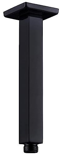 Drenky Bras de Douche Mural 20 cm en Acier Inoxydable A2 V2A - Extension Carrée Noire pour Tête de Pluie avec Finition en Peinture