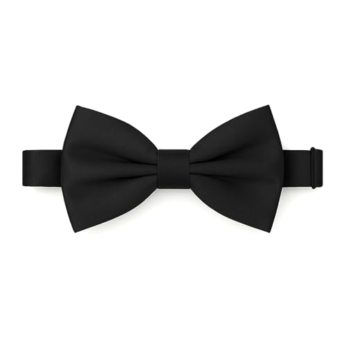 Oliver George Bow Ties for Men Solid Color Pre-Tied Adjustable Bow Tie Classic Formal Bowties for Wedding Suit Tuxedo (Black)