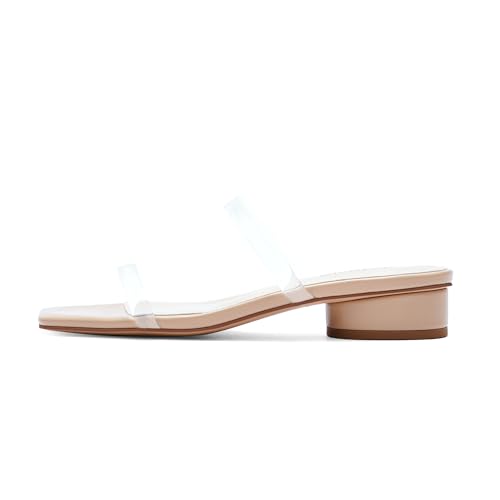 Image of Modatope Square Open Toe Heeled Sandals Women Two Strap Chunky Heel Sandals for Women Low Block Heel Sandal Dressy