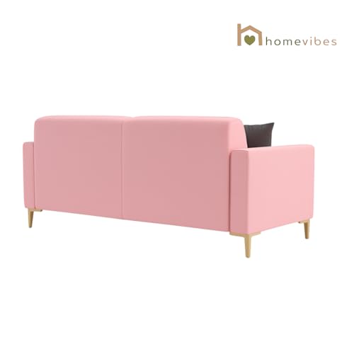 Image of 3+1+1 Seater Velum Fabric Sofa Set for Living Room, Modern Design with High Density Foam, Solid Wood Frame, Ergonomic Comfortable Seating for Home & Office (Baby Pink, 3+1+1) | Soft foam comfort, Strong wood frame