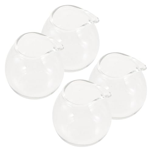 Hemobllo Jarra de Vidrio Transparente para Crema 20 Ml Mini Jarra para Salsa 4 Piezas Dispensador Compacto para Café Leche y Barbacoa Taza Pequeña Adecuado para Cocina y Camping