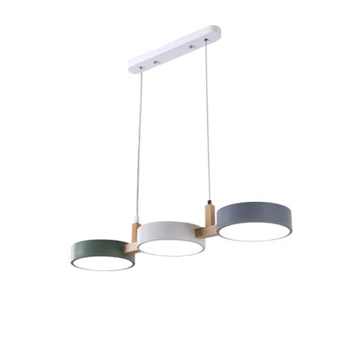 Lampadario per tavolo da pranzo, lampadario a sospensione in legno, lampadario in ferro battuto nordico, lampada a sospensione con paralume in acrilico Lampadario in legno regolabile in altezza 36W