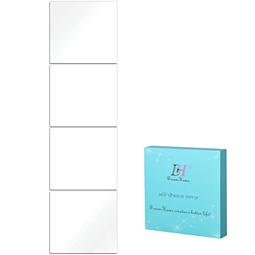 DH Wall Mirror tiles-8Inch 4PCS Simple Frameless Mirror Set,Self Adhesive Full Length Mirror with Strong Double-Sided Tape for Dorm Mirror Door Mirror Exercise Mirror Hall Mirror Wall Decoration DH Wall Mirror tiles-8Inch 4PCS Simple Frameless Mirror Set,Self Adhesive Full Length Mirror with Strong Double-Sided Tape for Dorm Mirror Door Mirror Exercise Mirror Hall Mirror Wall Decoration