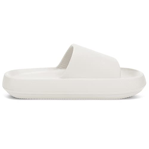 Image of welltree Slides for Women Men Pillow Slippers Non-Slip Bathroom Shower Sandals Soft Thick Sole Indoor and Outdoor Slides