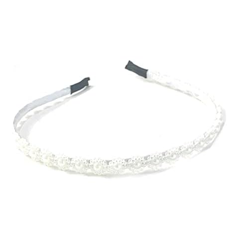 Girls White Ivory Flower Pearl Lace Alice Band Hair Head Women's Bridal Headband UK Cover
